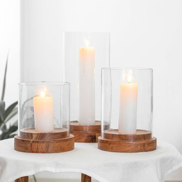 Glass Cylinder Shaped Candle Holders 