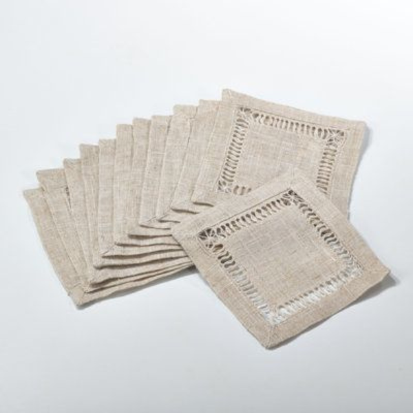 Linen Coaster Picot Stitched