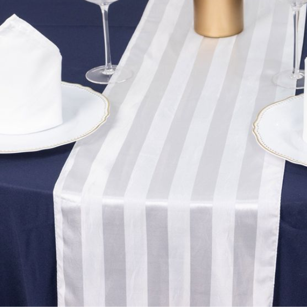 White Satin Stripe Table Runner